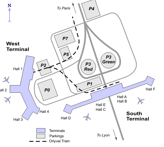 Схема аэропорта Орли в Париже