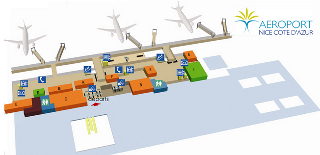 План аэропорта в Ницце, терминал 1, чистая зона