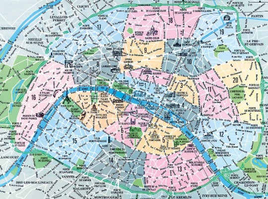 Карта парижских округов