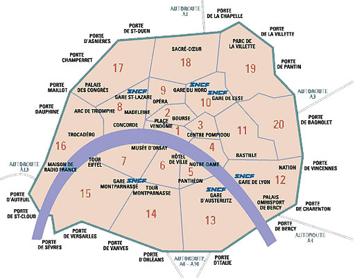 Схема парижских округов